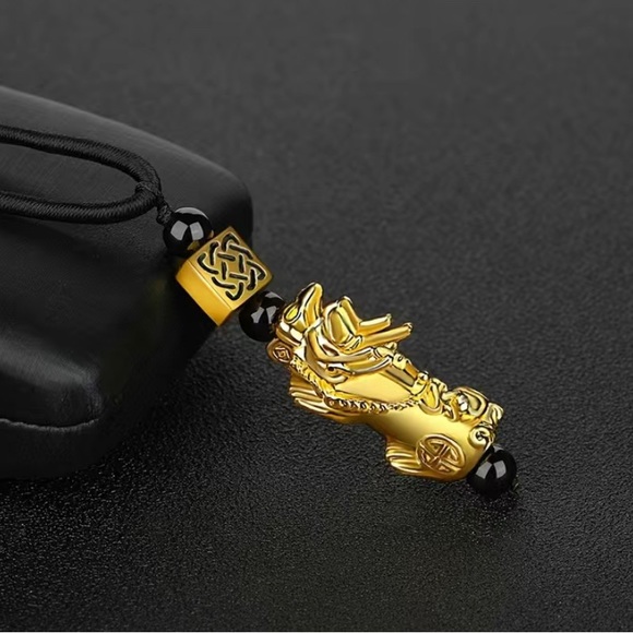 Black Obsidian pixiu Feng SHui bracelet and necklace set - Picture 6 of 6